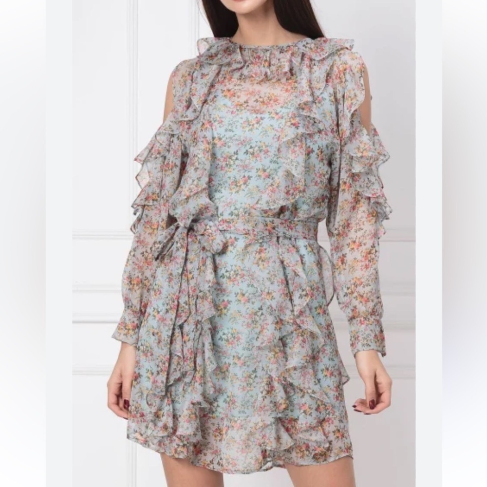 TWINSET Milano Georgette Floral Dress  Flounces Mini  ruffles